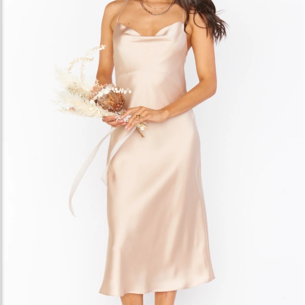 Elegant Cream Champagne Satin Slip Dress